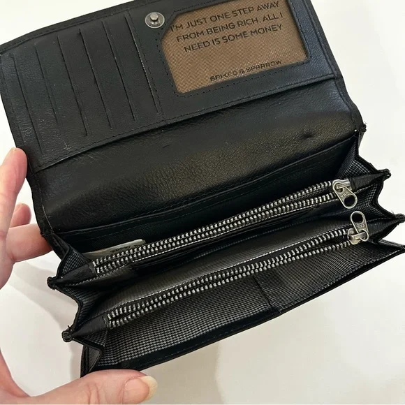 New Black Leather Wallet by Spikes & Sparrow - Picture 6 of 12